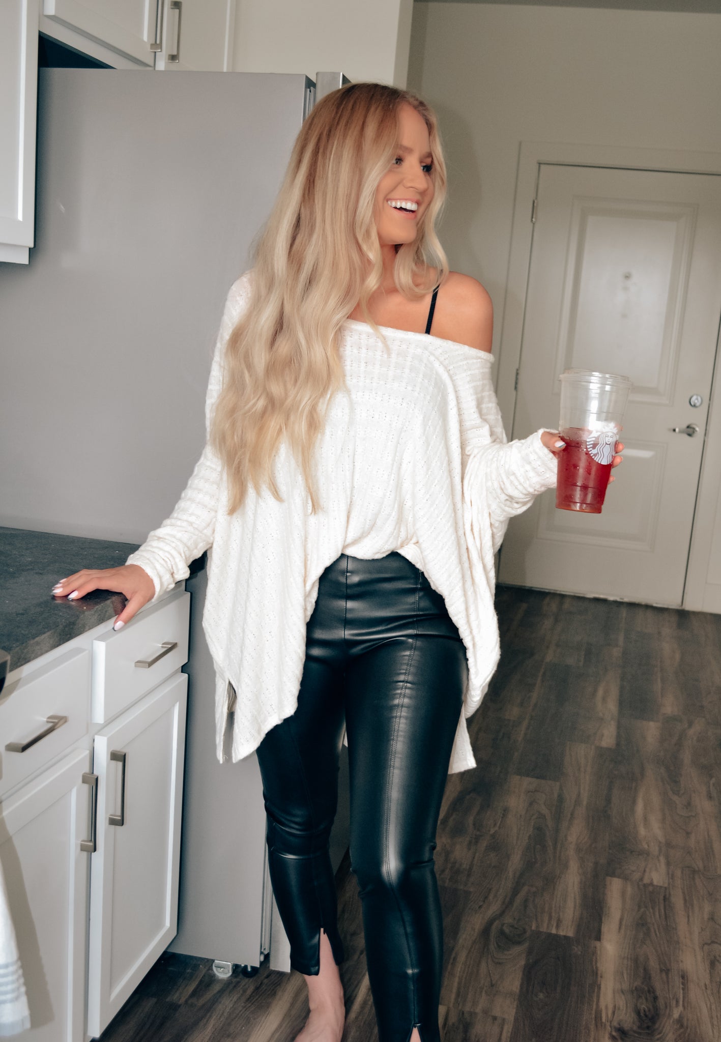 White Leather Pants with Zippers